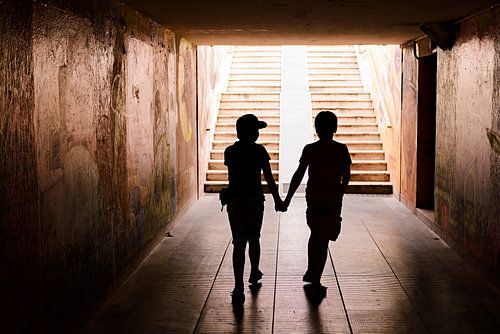 Samen in silhouet