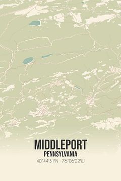 Vintage landkaart van Middleport (Pennsylvania), USA. van Rezona