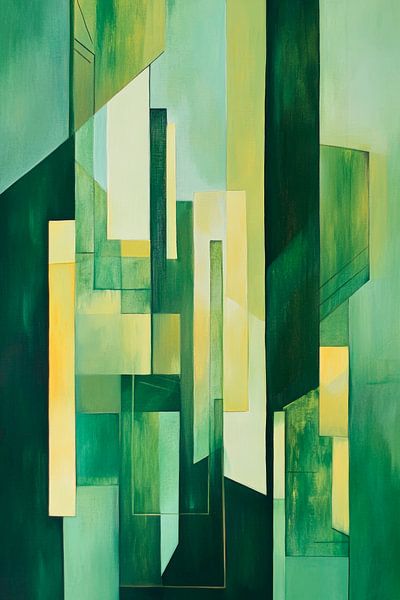 Green dreams - abstract geometry Urban green - a g by Poster Art Shop