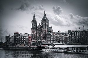 Traditional houses and bridges of Amsterdam