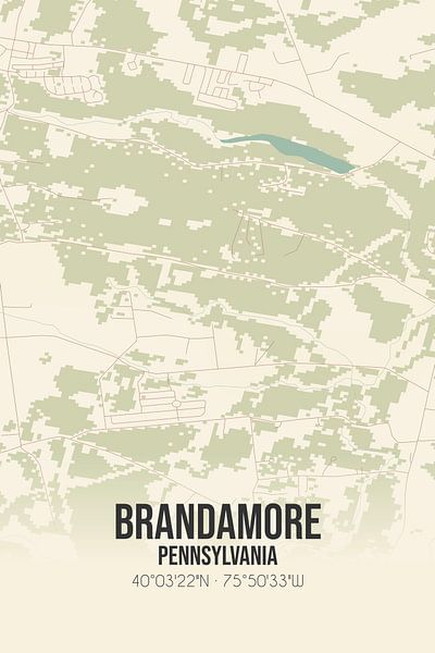 Carte ancienne de Brandamore (Pennsylvanie), USA. par Affiches de lieux