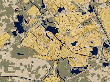 Carte de 's-Hertogenbosch dans le style de Gustav Klimt sur Maporia