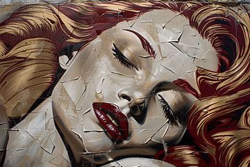Portret van een vrouw in Art Nouveau-stijl van Art & Soul Creations
