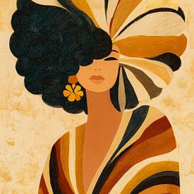 Abstract portrait featuring a flower and warm colours by But First Framing