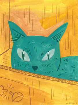 Farbenfrohes Katzen-Porträt - Spiel mit mir! | Camila Torre Notari, Argentinien von Buzzles Gallery