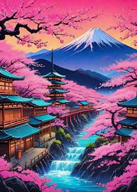 Neonfarben stellen japanische