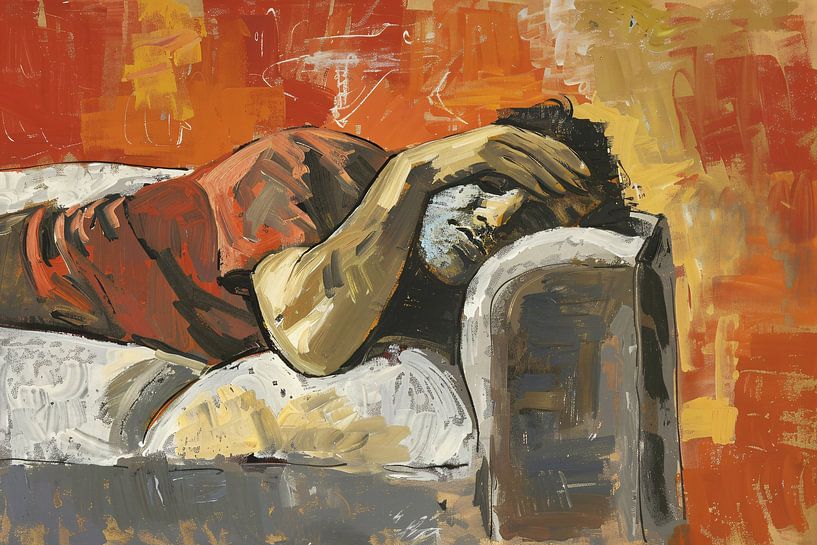 Reclining figure on a bench at rest by Imperial Art House