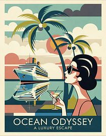 Ocean Odyssey: Art Deco Tropical Escape Painting by Jan Keteleer