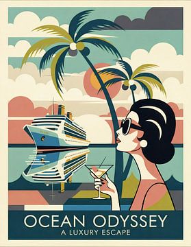 Ozeanische Odyssee: Art Deco Tropical Escape Gemälde