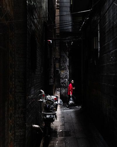 Red in an alley