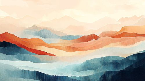 Vloeiend Berglandschap in Pastel no.3