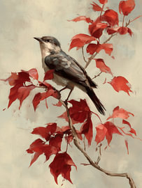 Un oiseau parmi les feuilles d'automne sur IamHomeStudio