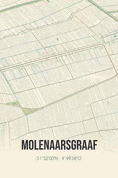 Vintage landkaart van Molenaarsgraaf (Zuid-Holland) van MijnStadsPoster