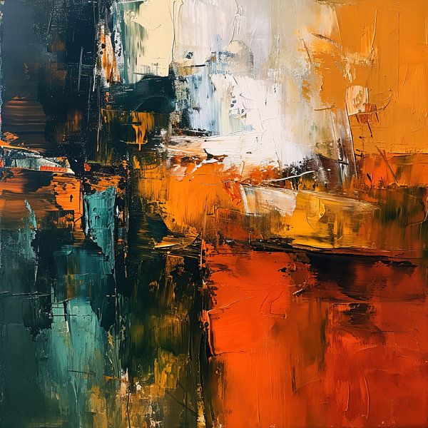 Abstrait Orange rouge | Ferveur par La collection ARTEO