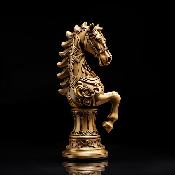 Paard Schaakstuk goud van TheXclusive Art
