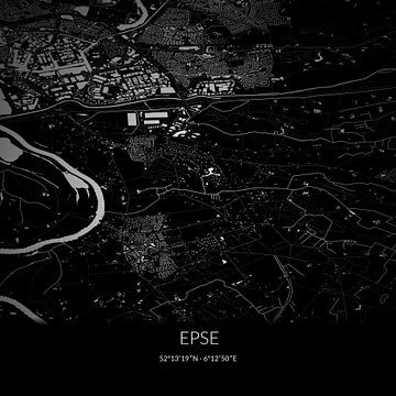 Black-and-white map of Epse, Gelderland. by Rezona
