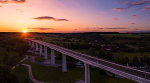 Aurachtalbrücke bei Sonnenuntergang