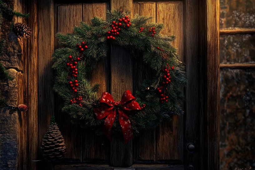 Kerstdeurkrans van Poster Art Shop