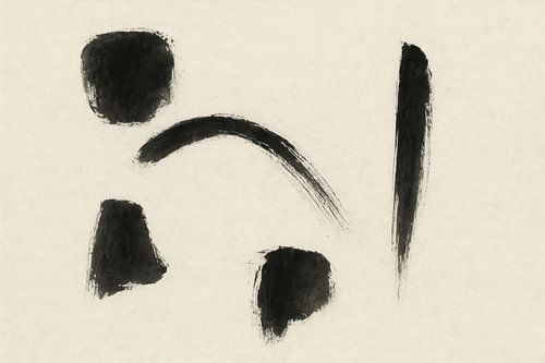 Minimalistische penseelstreken en bogen