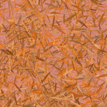 Moderne abstrakte Botanik in Gold, Ocker, Rosa und Terra von Abstrakte minimalistische Kunst