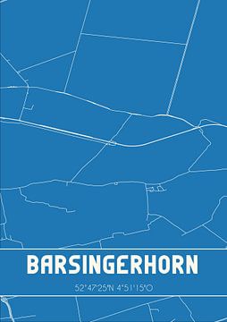 Blauwdruk | Landkaart | Barsingerhorn (Noord-Holland) van Rezona