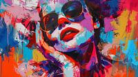 colourful portrait with red nose and sunglasses