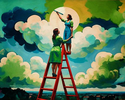 De vrouwen die de zon tussen de wolken vandaan brengen