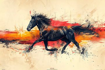 Dynamisch paard in abstracte explosie van Felix Brönnimann