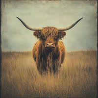 Schotse hooglander met retro textuur