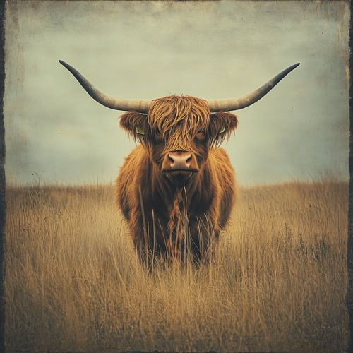 Highlander écossais avec texture rétro