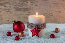Festive Christmas and Advent candle decoration with baubles by Alex Winter