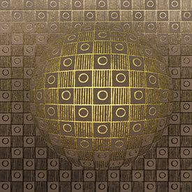 Symétrie géométrique. Damier doré dans le style Op-art. sur Alie Ekkelenkamp