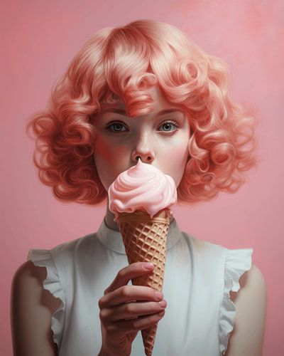 Glace, glace, bébé&quot ; portrait d'une fille avec une glace