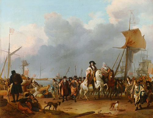 De aankomst van stadhouder-koning Willem III in de Oranjepolder, Ludolf Bakhuizen, in de Oranjepolde