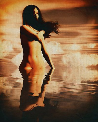 A girl taking a bath