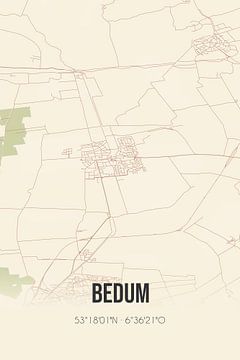 Vintage landkaart van Bedum (Groningen) van MijnStadsPoster
