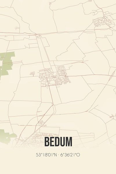 Vintage map of Bedum (Groningen) by Prints of Place