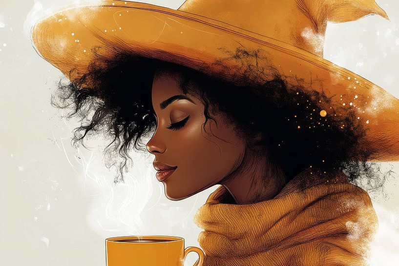 femme boit du café par Egon Zitter