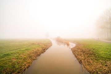 Nebliger Morgen mit einem Fluss von Marcel Derweduwen