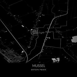 Carte en noir et blanc de Mussel, Groningen. sur Rezona
