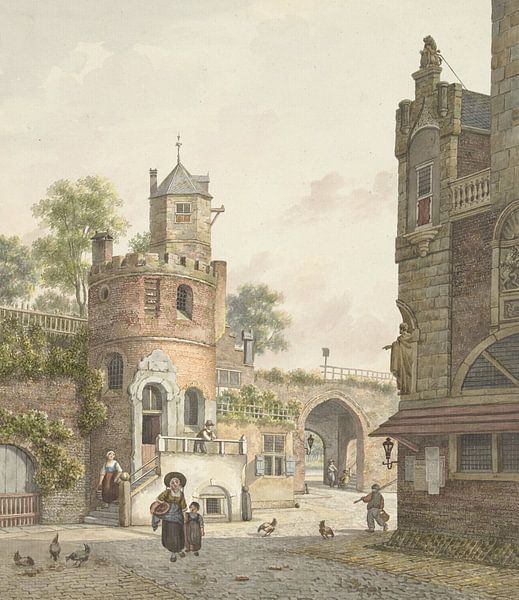 City wall with a tower and a gate, seen from the inside, Jan Hendrik Verheijen by Masterful Masters