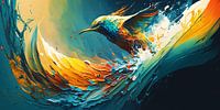 Kleurrijk abstract schilderij: De vogelvlucht naar vrijheid
