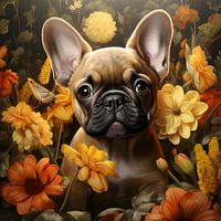 Franse Bulldog met bloemen