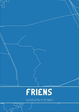 Blaupause | Karte | Friens (Fryslan) von Rezona