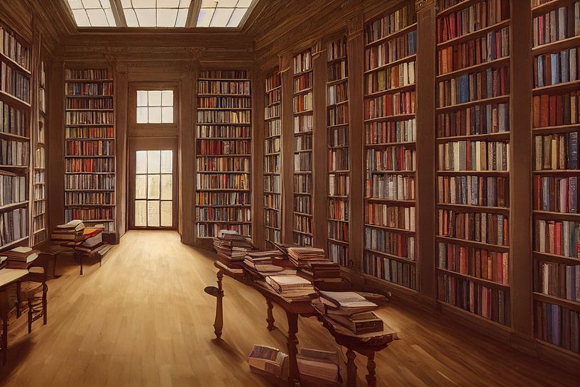 Bibliothèque Étagères avec livres anciens Illustration par Animaflora PicsStock