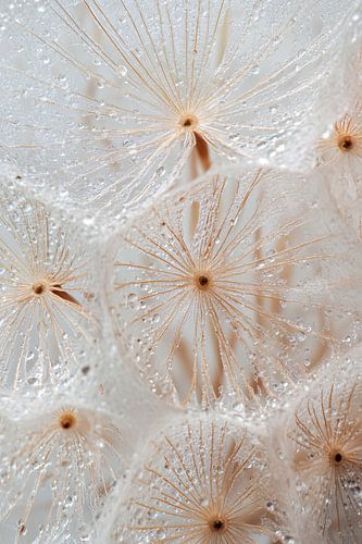 Paardebloemen met waterdruppels