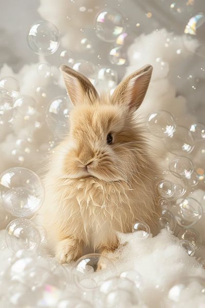 Oops! A rabbit in the bathroom - a charming bathroom picture for your WC by Poster Art Shop