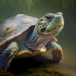 Portrait einer Schildkröte im Wasser Illustration