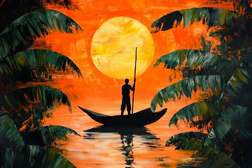 Boot bij zonsondergang van Poster Art Shop