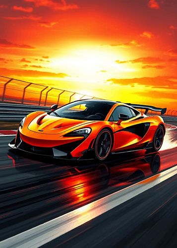 McLaren 570S rijdt te hard bij zonsondergang